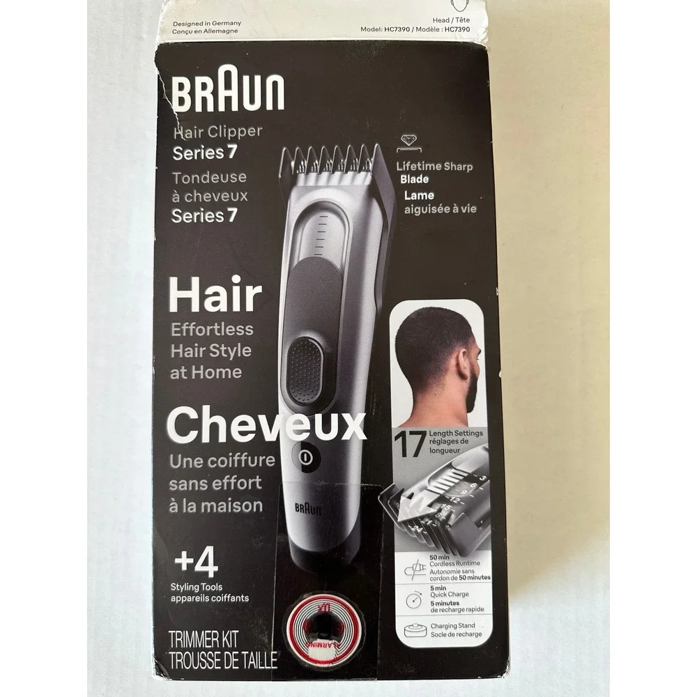Braun Series 7 7390 Hair Clippers for Men Cordless‎ Washable 17 Length Settings